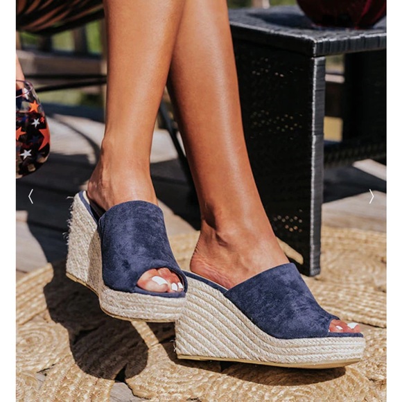 Navy Blue Wedges! - Picture 2 of 5